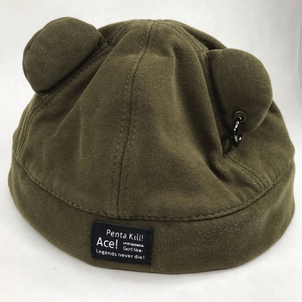 Penta Kill Ace League of Legends Never Die Bear Ear Olive Beanie Hat